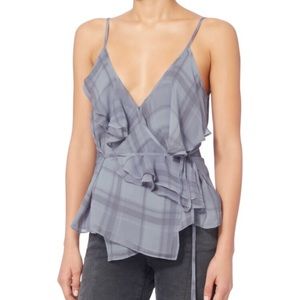 NWT Intermix Davina Plaid Wrap Sleeveless Top XS